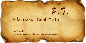 Pászka Terézia névjegykártya